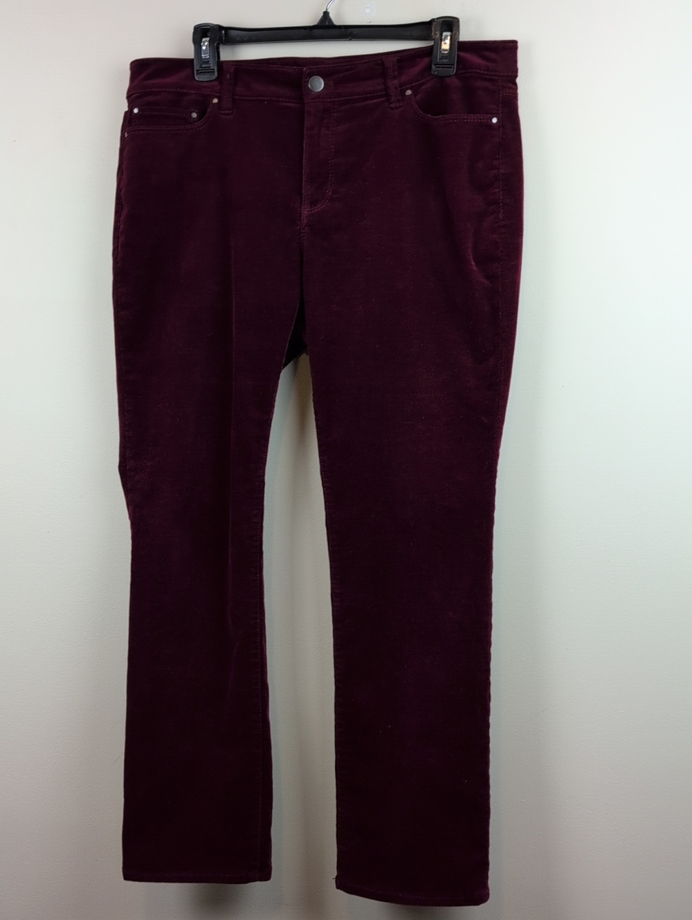 Ann Taylor Petite Signature Burgundy Corduroy Pants Size 14P Classic